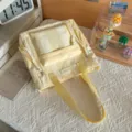 Yellow and white striped canvas backpack, stylish casual student school bag variant, ideal travel daypack. - Single Shoulder Bag Single Pack (Without Pendant) / Yellow