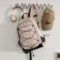 Sac à dos de randonnée fonctionnel rose avec cordon élastique, sac de jour léger d'extérieur. - Sans pendentif / L / Rose