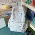 Zaino azzurro a pois, borsa scolaretta carina con zip a stella per viaggi quotidiani. - Blu (Senza Ciondolo)