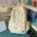 Zaino in tela a pois gialli carino, borsa scolastica estetica per donne e viaggi quotidiani. - Giallo (Senza Ciondolo)