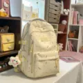 Cute Canvas Student School Backpack With Star Print Casual Daypack For Teen Girls - Smiling Star Pendant / Yellow
