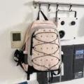 Japanese color-blocked functional sports backpack, lightweight outdoor camping daypack variant. - Holding Fish Black Cat Pendant / L / Pink