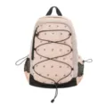 Pink and grey colorblock casual backpack with bungee cords and mesh pockets for outdoor. - No Pendant / S / Pink