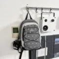 Japanese grey-blue colorblock functional backpack with bungee cords for outdoor sports hiking. - Holding Fish Black Cat Pendant / S / Gray