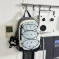 Grey blue color block functional backpack for outdoor hiking and casual daily wear. - Holding Fish Black Cat Pendant / S / Blue