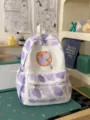 Λευκό μωβ tie-dye σακίδιο με γραφικά φρούτων, χαριτωμένο κορεάτικο στυλ μαλακό casual σακίδιο πλάτης. - Μικρό Χωρίς Μενταγιόν / Μωβ