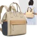 Sac à dos à langer multi-compartiments, élégant sac de maternité color-block pratique. - Khaki