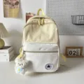 Lichtgehele schoolrugzak met sterrenpatroon en schattige berenhanger voor studenten. - Geel met Hanger