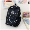 Japanese ins style starry school backpack large capacity casual daypack for students - No Pendant / Black