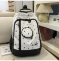 Zaino in tela casual con stampa stelle stile coreano, tasca e grande capacità per uso quotidiano. - senza ciondolo / Nero