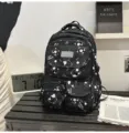 Zaino scolastico nero con simpatica stampa di cartoni animati, grande capienza e tasche. - modello base / Nero