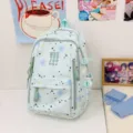 Cute mint green star backpack for teen girls, large capacity Japanese style school book bag. - No Pendant / Green