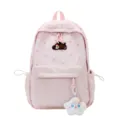 Süßer rosa Pünktchen Schulrucksack für Mädchen, ästhetischer süßer Freizeit Studentenrucksack. - Ohne Anhänger / Rosa