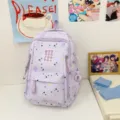 Japanese ins style star print school backpack large capacity cute casual daypack for teens - No Pendant / Purple