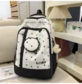 Zaino carino stile coreano stampa stelle casual borsa da scuola grande capacità pratico - con portachiavi / Nero