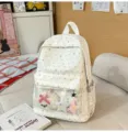 Sac à dos à pois style coréen pour femmes, cartable mignon avec poche transparente. - Avec Étoile Pendentif / Blanc
