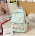Sac à dos d'école vert menthe à motif d'étoiles avec poche transparente, joli sac. - Avec Étoile Pendentif / Vert menthe