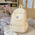 Tela Zaino Donna Casual Borsa Scolastica Avorio Stile Universitario Zainetto Estetico - senza ciondolo / Bianco