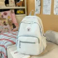 Zaino scolastico casual in tela da donna, simpatico zainetto giornaliero in stile college. - senza ciondolo / Blu