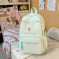 Zaino stile college verde menta da donna, borsa scolastica casual per studenti. - senza ciondolo / Verde