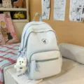 Zaino stile college azzurro chiaro carinissimo borsa casual con ciondolo cucciolo in tela - con portachiavi / Blu