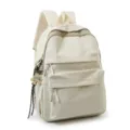 Casual canvas backpack for students, stylish lightweight school bag in off-white. - Pendant Style / L / Khaki