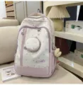 Zaino carino con stampa a stelle stile coreano borsa scolastica leggera e capiente per studenti - con portachiavi / Viola
