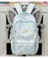 Light blue school backpack for girls, large capacity cute star print casual daypack for students. - No Pendant / Blue