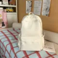 White casual backpack with gothic embroidery, stylish school bookbag for daily commute. - No Pendant / L / White