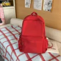 Red minimalist casual backpack for women, stylish daily commuter daypack and travel school bag. - No Pendant / L / Red