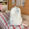 Minimalist solid color soft student backpack casual commute daily travel school bag grey - No Pendant / L / Blue