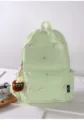 Light green cute embroidered backpack for girls, stylish lightweight casual school daypack. - With Keychain / Green