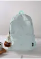 Light blue cute embroidered backpack for schoolgirls, stylish casual daypack with plush pendant. - With Keychain / Blue