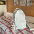 Casual solid color casual school backpack sweet style cute daypack for daily commute and travel - With Pendant / S / Blue