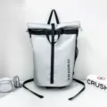 Silver roll-top backpack casual waterproof commuter school bag for men and women stylish daily - Silver