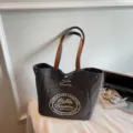 Sac cabas en toile style coreen grande capacite sac a main femme epaule decontracte - Brun Foncé