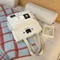 Korean polka dot star school bag for women high school students large capacity casual backpack - Tutoring Bag No Pendant / White