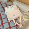 Korean style polka dot star school bag, large capacity casual college style backpack for women. - Tutoring Bag No Pendant / Pink