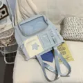 Japanese ins style light blue student school backpack dual purpose cute ita bag variant. - Tote Bag Only (Without Pendant) / Blue