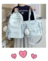 Sac a dos bleu mignon grande capacite cartable college style sac de voyage pour fille - Ensemble Deux Pièces Avec Pendentif / Bleu