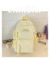 Joli sac à dos d'école décontracté pour filles grande capacité sac de voyage élégant jaune - Sans pendentif / Jaune