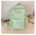 Joli sac à dos vert avec broderie de nœuds et fermetures éclair à pompons pour étudiantes. - Sans pendentif / Vert