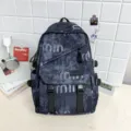 Casual street style backpack for students, multi-pocket canvas travel computer school bag. - No Pendant / Black