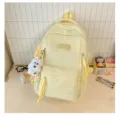 Sac à dos étudiant mignon jaune clair grande capacité cartable loisir avec pendentif chien peluche - Avec Pendentif / Jaune