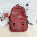 Red stylish casual canvas backpack for students, large capacity travel school bag. - No Pendant / Burgundy