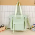 Sac à dos fourre-tout en toile vert clair grande capacité sac d'école décontracté pour femmes - Sac de Cours Sans Pendentif / Vert