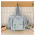 Joli sac cabas décontracté bleu clair avec bandoulière grand sac d'école en toile - Sac de Cours Sans Pendentif / Bleu