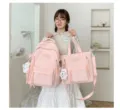 Ensemble sac à dos et fourre-tout rose mignon pour étudiant avec pendentif chien en peluche. - Ensemble Deux Pièces Avec Pendentif / Rose