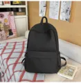 Japanese style black canvas backpack, large capacity school bag variant for students daily use. - L / No Pendant / Black