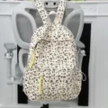 Leopard print casual backpack for women, cute student school bag with pocket and tassels. - No Pendant / L / Yellow